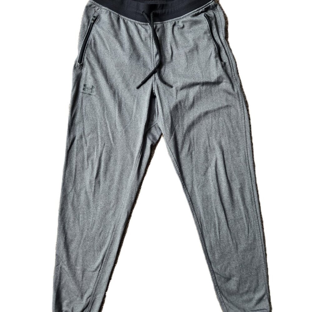 Under Armour Men’s XL Jogger Pants Gray Black Zip Pockets Stretch Gym Athleisure